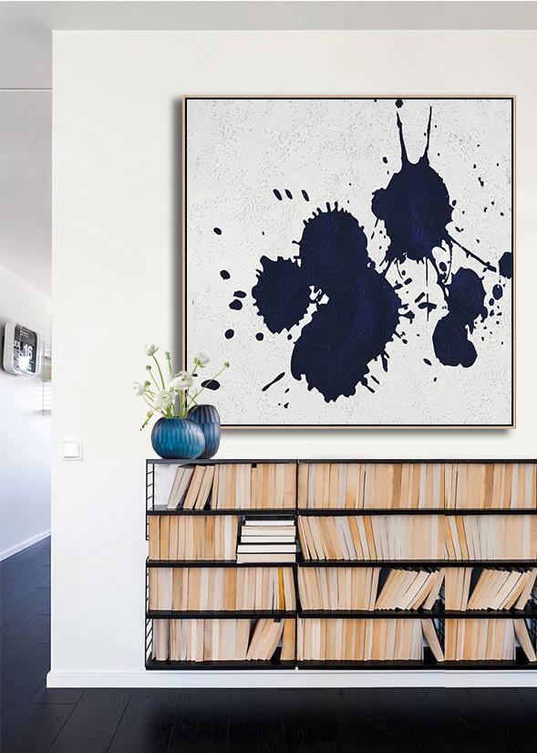 Navy Blue Minimalist Painting #NV180A - Click Image to Close